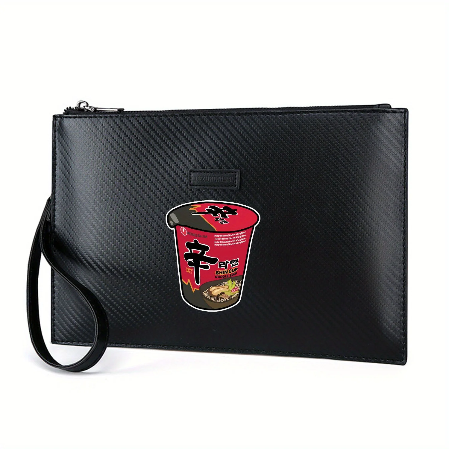 Shin Cup Noodles,Spicy Soup,Gourmet Flavor. Elegant Printed PU Men's Handbag Fashionable and Practical for Everyday Carry