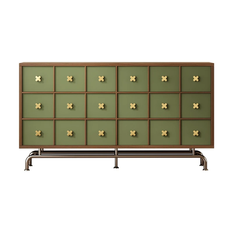 Dopamine color matching green solid wood bedroom living room bedside drawer cabinet