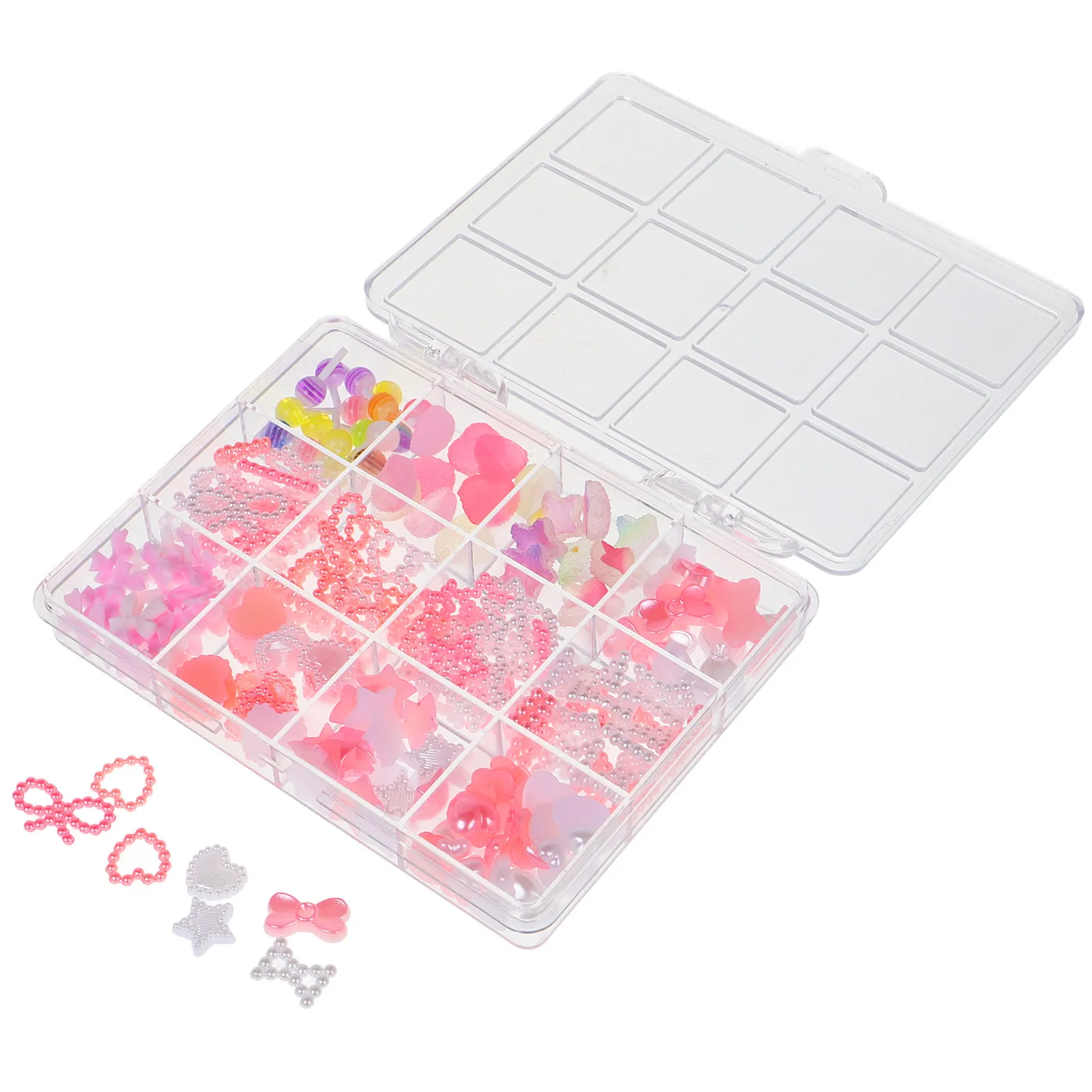 

1Set Heart Shaped Nail Charms Kawaii Mini Nail Plastic Fingernail Accessories Ribbon Style DIY Manicure Decorations