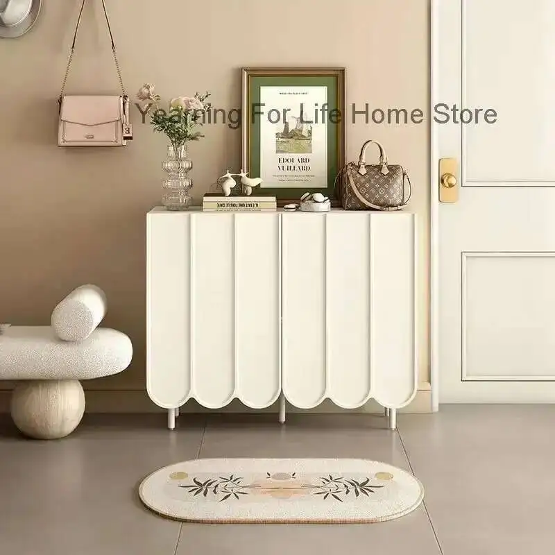 

Cream Ultra Thin Shoe Cabinets Organizer Nordic Hallway Living Room Storage Cabinets Modern Luxury Sapateira Home Furniture