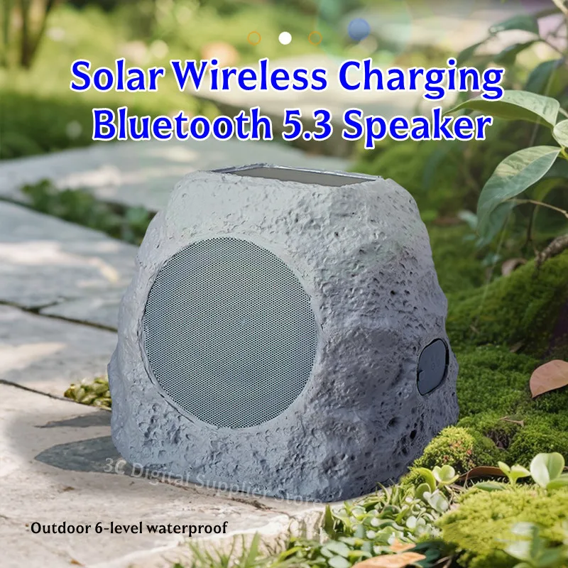 

Открытый садовый каменный музыкальный ящик, высококачественный водонепроницаемый звуковой ящик, беспроводной Bluetooth-динамик с солнечной зарядкой и дистанционным управлением