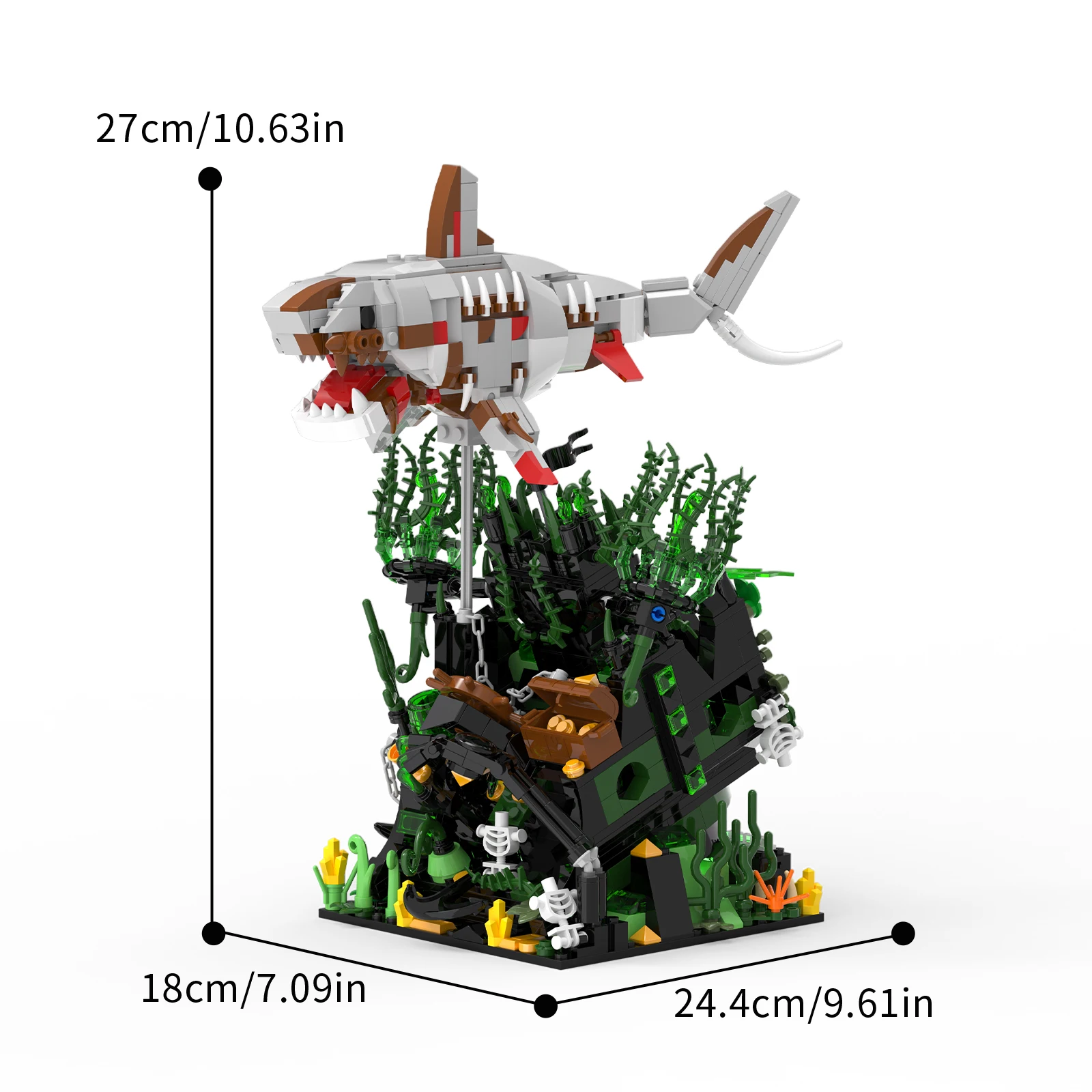 1014 Piezas de Bloques de Construcción de Tiburón Esqueleto de Naufragio, Modelo de Pirata DIY MOC, Juguetes Creativos para Niños, Decoración de Escritorio Genial