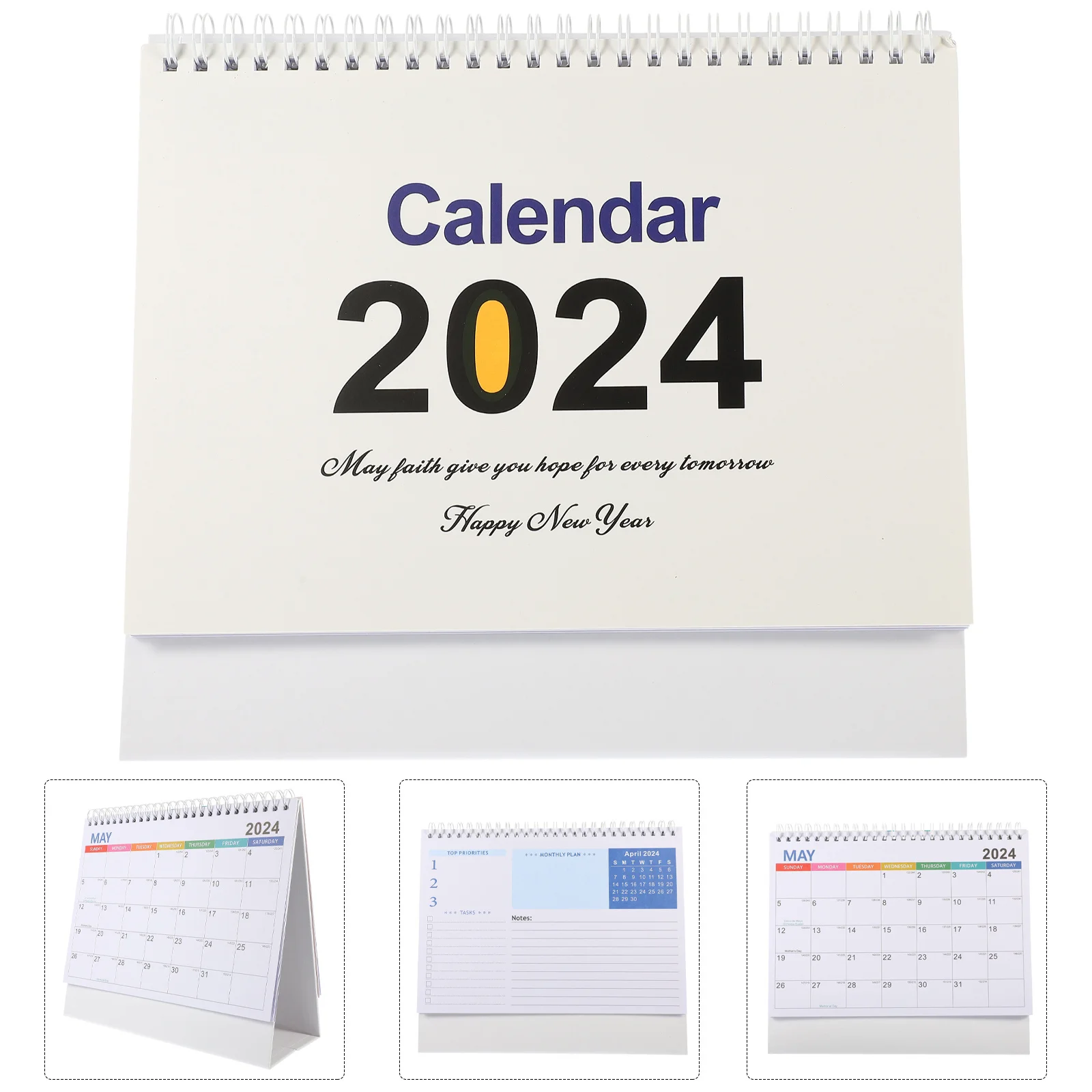 

BUTIFULSIC 2024 Desk Calendar Pad Table Top Easel Calendar Chinese New Year Office Decor Standing Monthly Planner Paper Supply