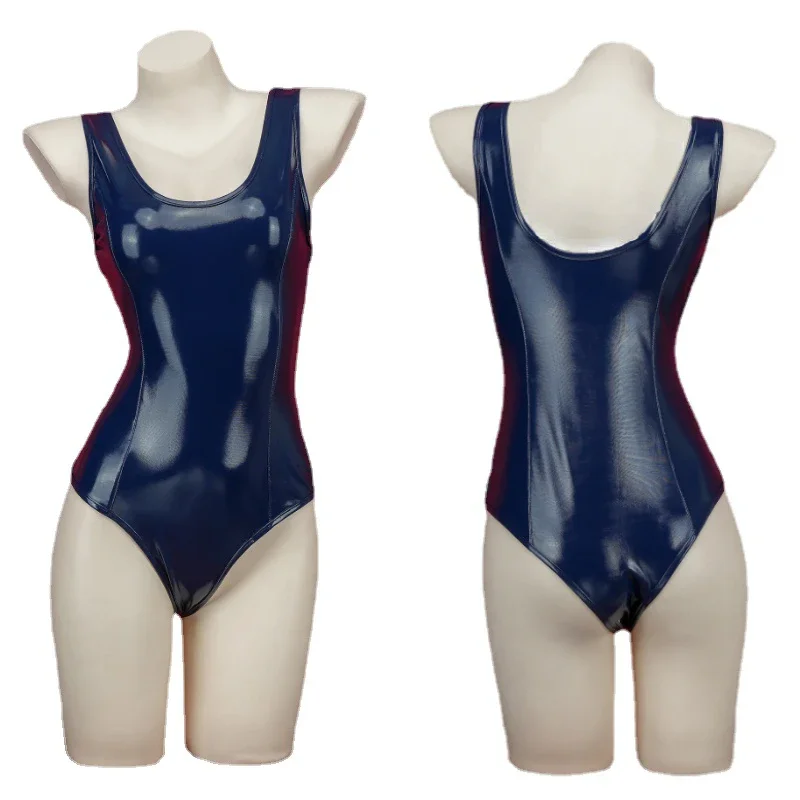 Anime Bodysuit Solid Leather Japanese Bodycon One Piece Swimsuit Cosplay Costume Underwear Swimwear Gym Suit Girl