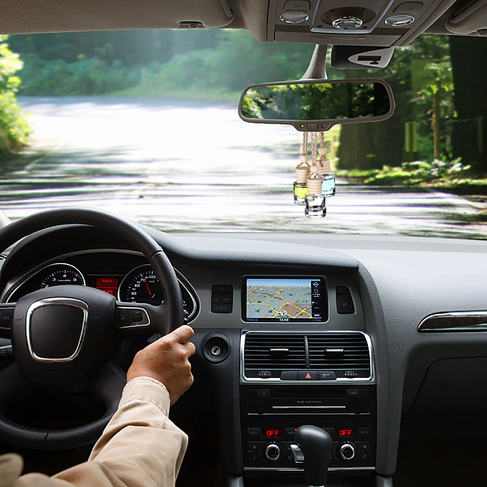 20 Ambientadores Colgantes De 6 Ml Para Coche, Forma Cilíndrica, De Vidrio Transparente Vacío, Difusor Esencial, Botella De Perf