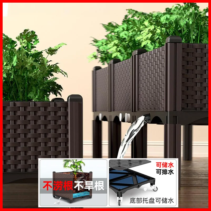 Flower pot Household plastic balcony special box for growing vegetables Large planting box Square outdoor flower box Green plant