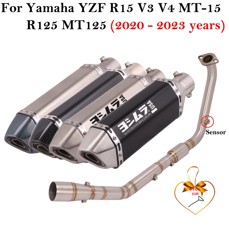 Slip On For Yamaha YZF R15 V3 V4 R125 MT125 2020 - 2023 Motorcycle Exhaust Escape Full System Modified Front Link Pipe Muffler