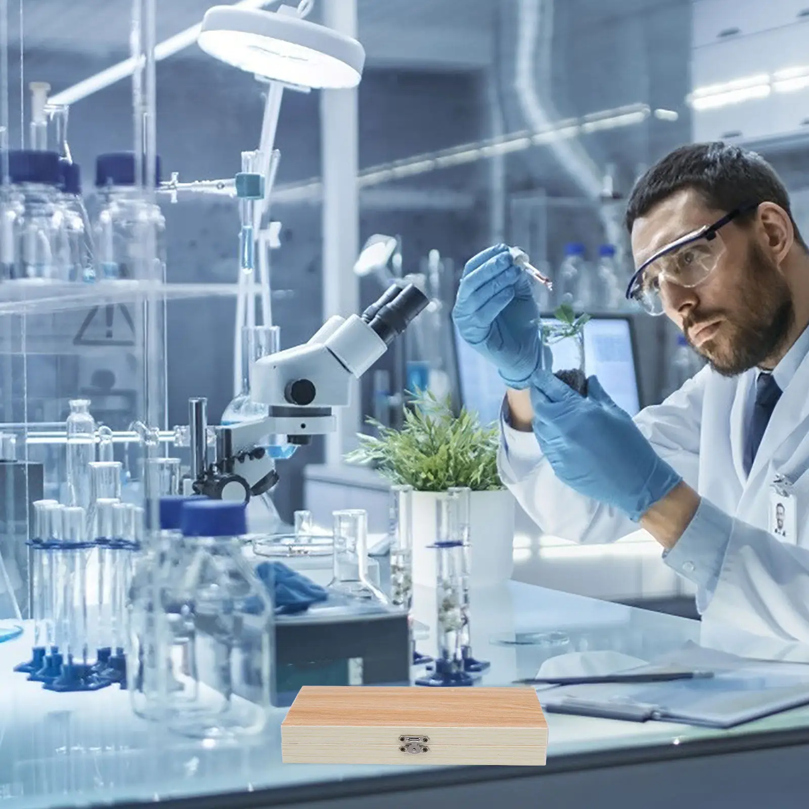 

Деревянный ящик для хранения 50 предметов, натуральное дерево, держатель для микроскопических предметных стекол для биологии, обучения, лабораторий, научного образования, образцов