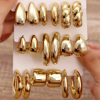 18 Pcs/Set Fashion Water Drop Earring For Women Vintage Exaggerated Geometric Twist Hoop…