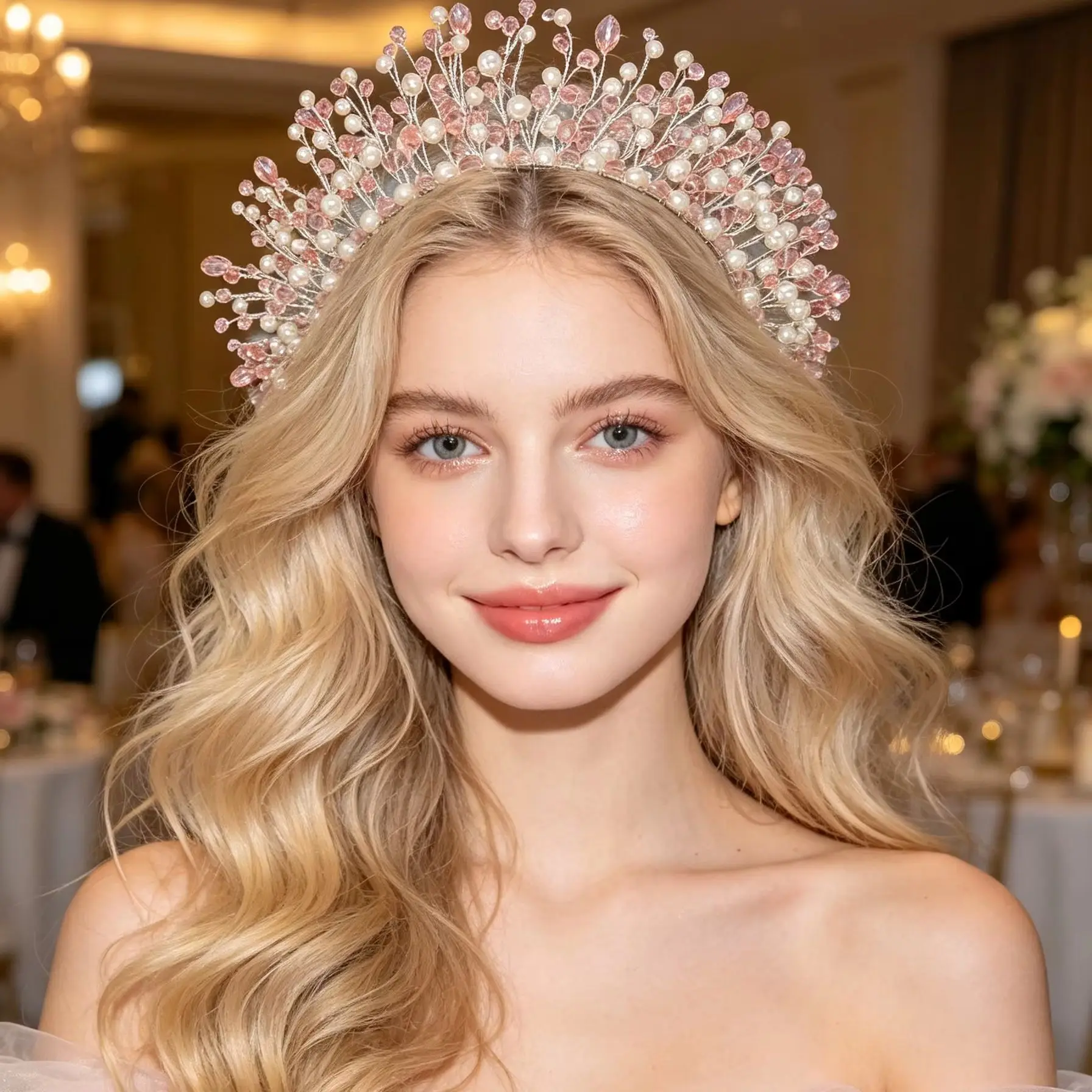 2 Pieces of Vintage Water Drop Crystal Gold-Plated Hairbands, Elegant Banquet Hall Wedding Bridal Accessories