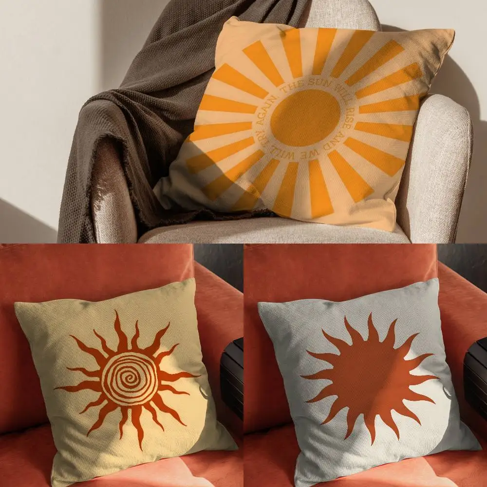 

Retro Modern Sun Pillow Case Pillowcase For Car Pillows 60x60 Cushions Luxury Double Sided Cover Home And Decoration Sofa 30x3