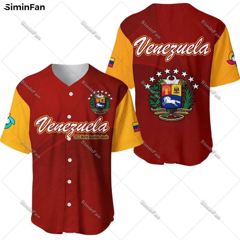 Wenezuela herb koszulka baseballowa 3D wszystko nadrukowane koszule męskie letnia koszulka bez kołnierzyka męska Camisa Unisex koszulka Top damski