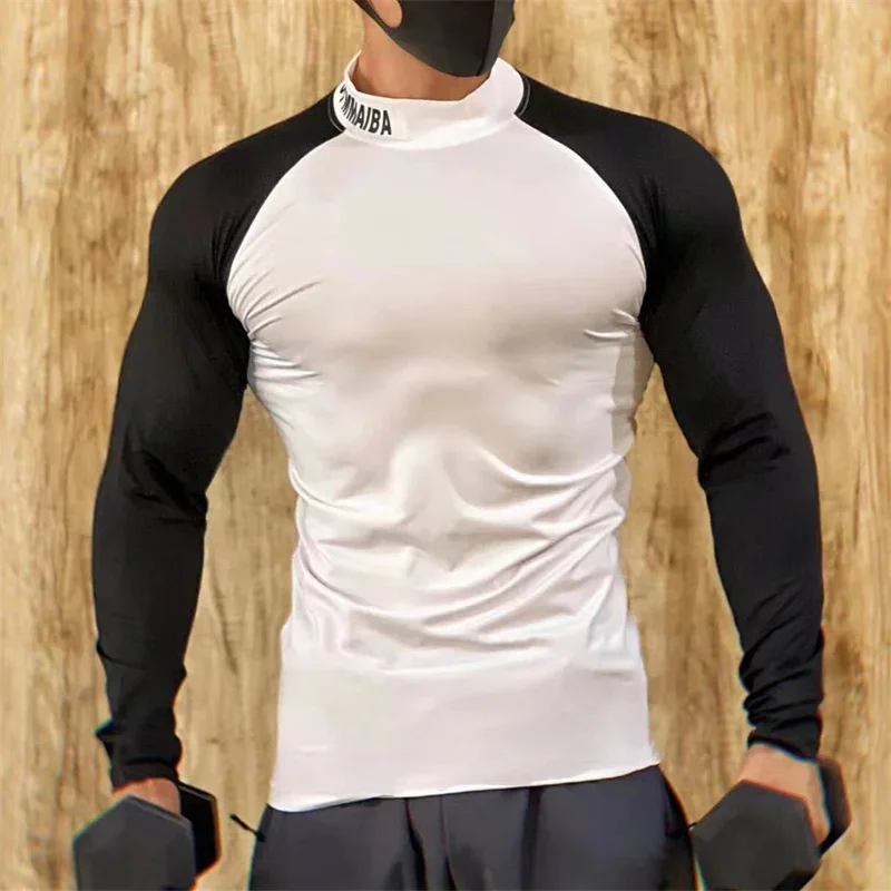 Spring autumn high quality compress Tight sports T-shirt quick drying elasticity long sleeved T-shirt men running fitness tops