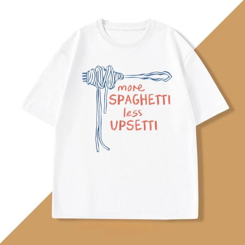 Spaghetti T Shirt Funny Food T-Shirt Foodie Food Humor Printed Tshirt Cotton Short Sleeve Fast Shipping Pure Cotton Tees Clothes