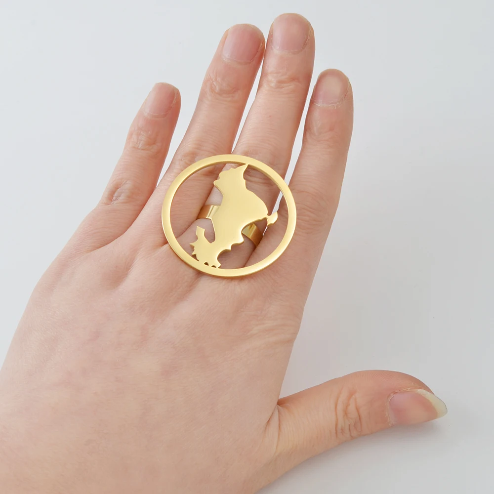 Women's Big Ring with Hyperbole Design, Stainless Steel