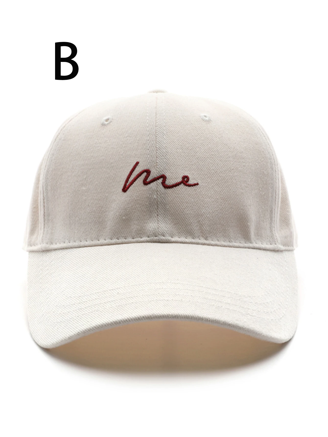1 unisex all season fashionable pure cotton retro letter me baseball cap image 2