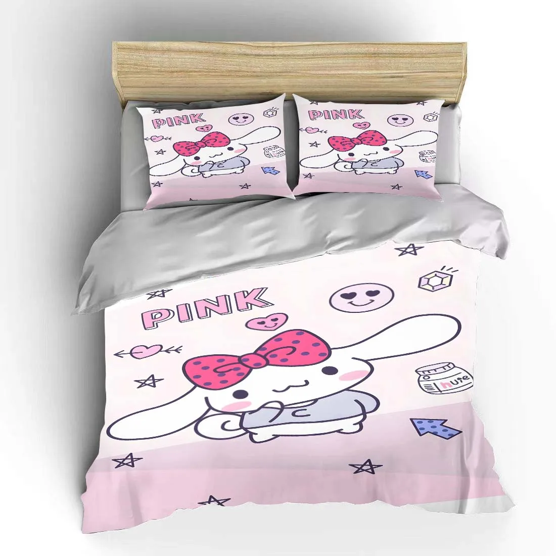 

Набор постельного белья Cinnamoroll с мультяшным Кроликом, Детский комплект из 3 предметов, Детский Комплект постельного белья большого размера, двойное постельное белье для взрослых США, пододеяльник, подарок для спальни