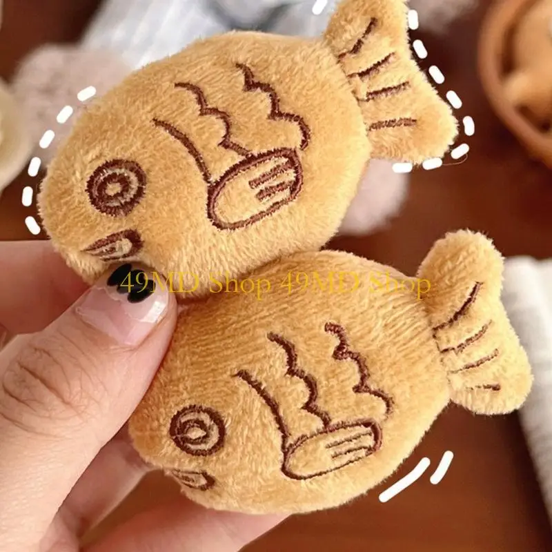 49MD الجدة صدر السترة دبوس Taiyaki الكرتون السمكة طية صدر السترة الدبوس بروش صور