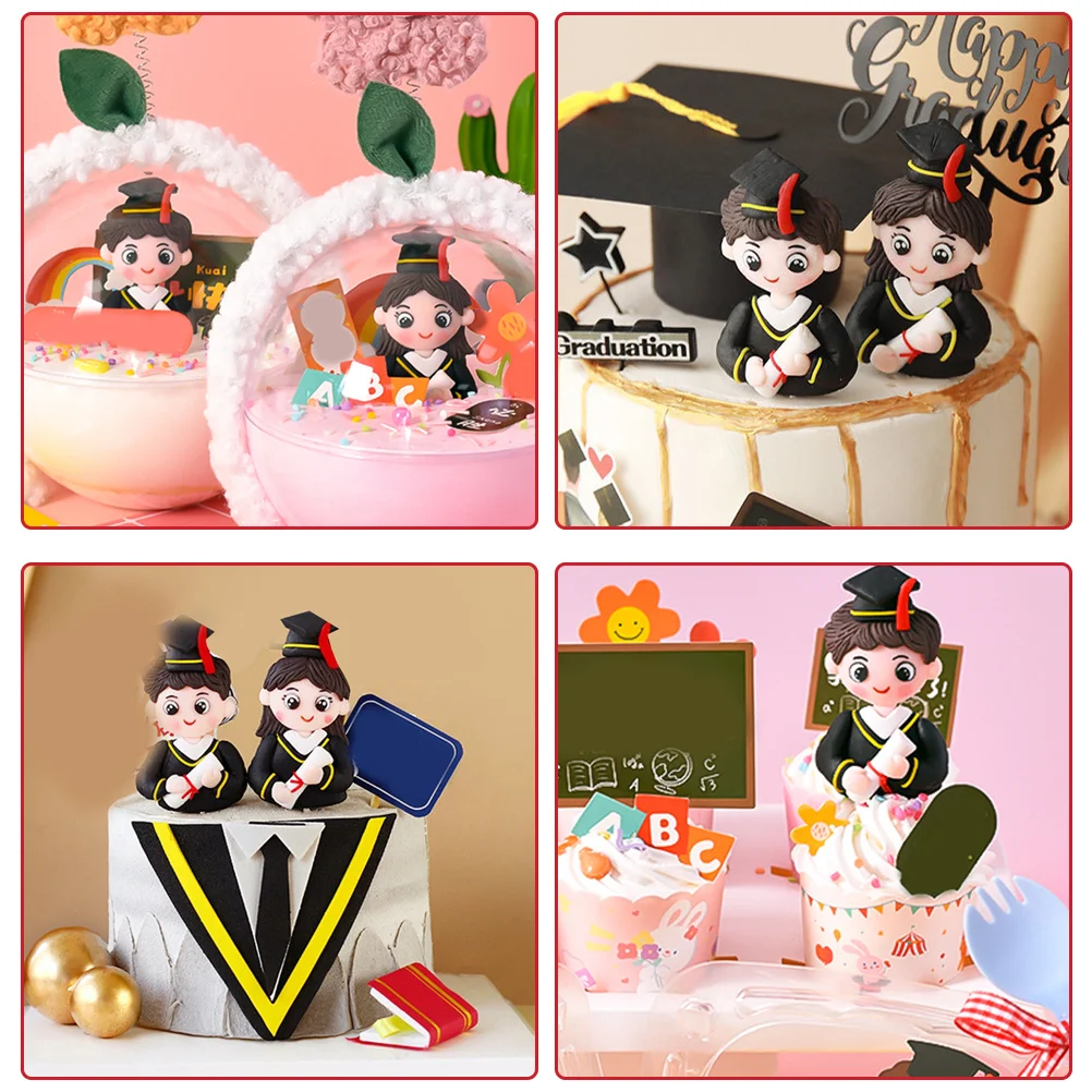 ของตกแต่งเค้กขนาดเล็กทำจากดินโพลิเมอร์ 2 ชิ้น ของตกแต่งโต๊ะทำงานสุดสร้างสรรค์ อุปกรณ์ประกอบฉากถ่ายภาพขนมหวานสำหรับงานปาร์ตี้