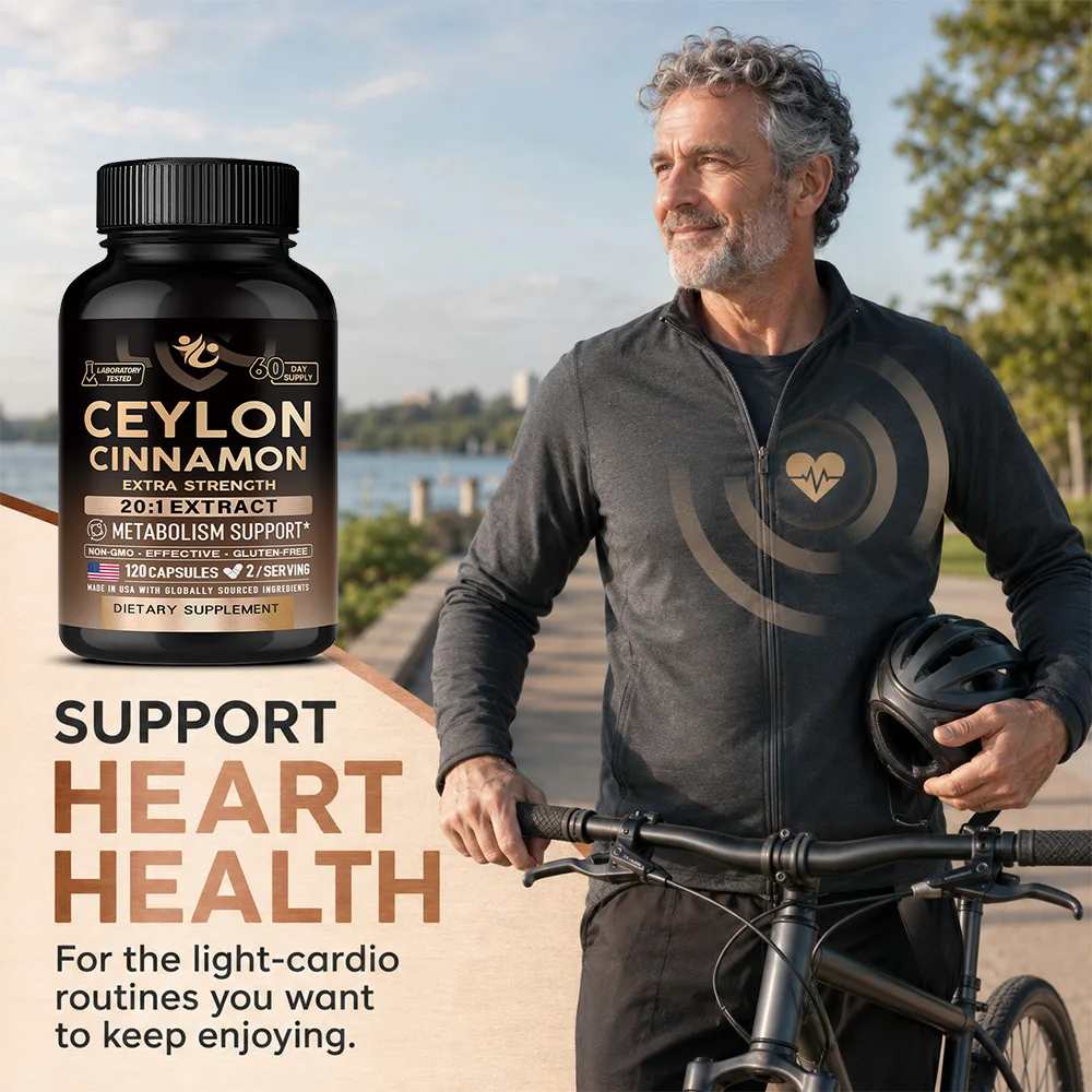 Ceylon Cinnamon Capsules-20:1 Extract Extra Strenght Supplement Supports Metabolism & Healthy Cholesterol Levels, Boosts Immune