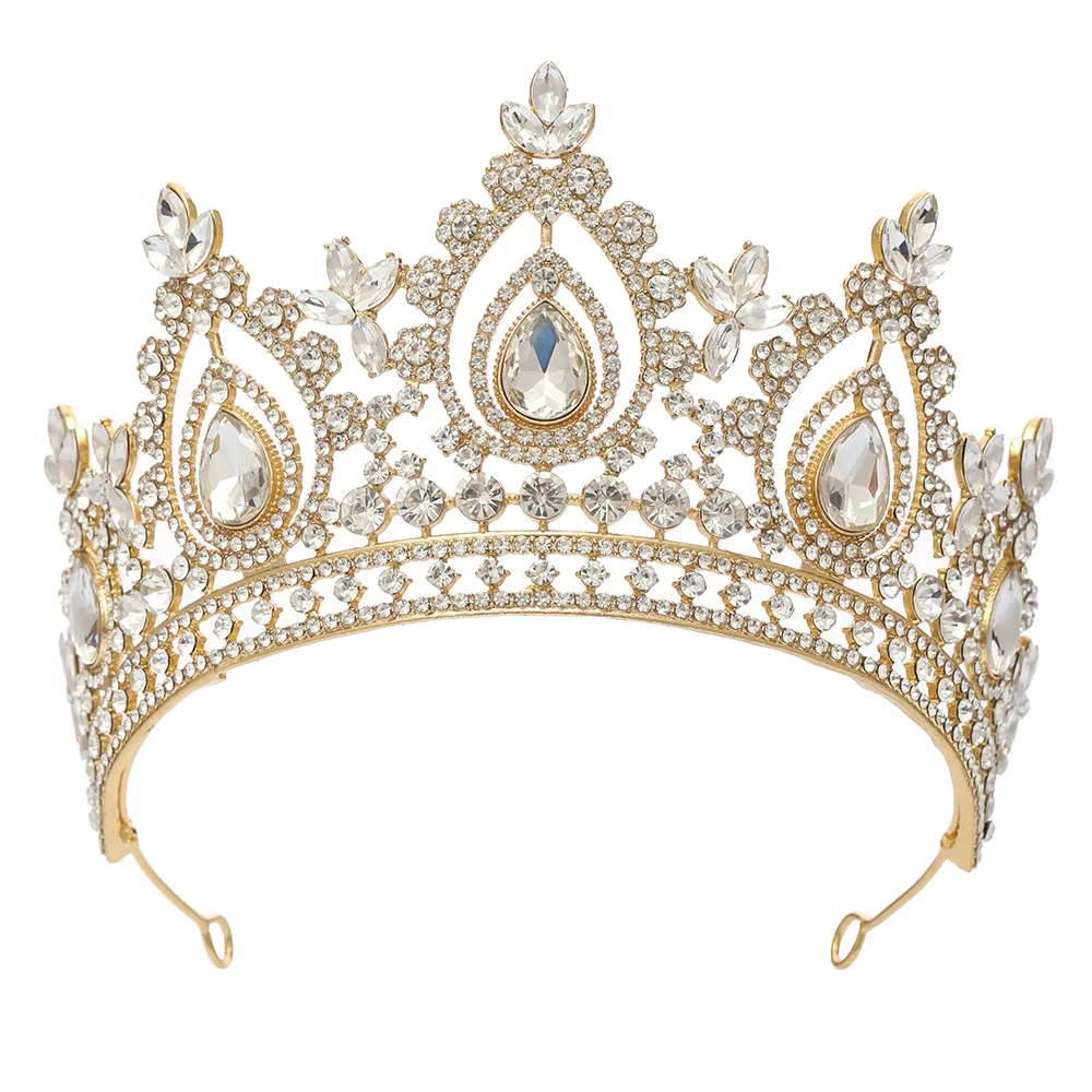 الفاخرة الراقية كريستال تاج خوذة الملكي الملكة الزفاف تيارا مأدبة غطاء الرأس حزب ثوب مجوهرات إكسسوارات الشعر