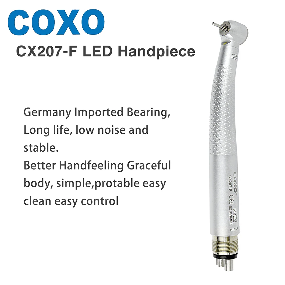 COXO Dental High-Speed Handpiece Air Turbine Tooth Cleaning Machine 3 Way Spray CX207-F 45° Dentist Instrument 100% original