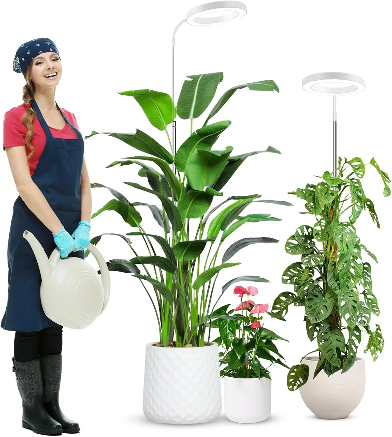 

Светодиодная лампа для растений Full Spectrum 80 LED с таймером и регулируемой высотой для комнатных растений, белая, пара