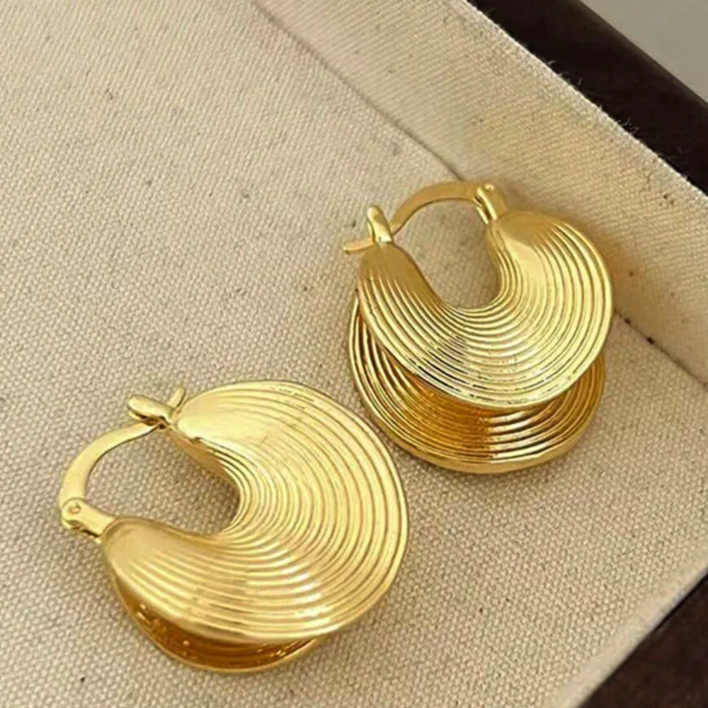 Exaggerated U-shaped Hoop Earrings For Women Gold Silver Color Heavy Metal Earrings Large Bga Shaped Earrings Trendy Jewelry