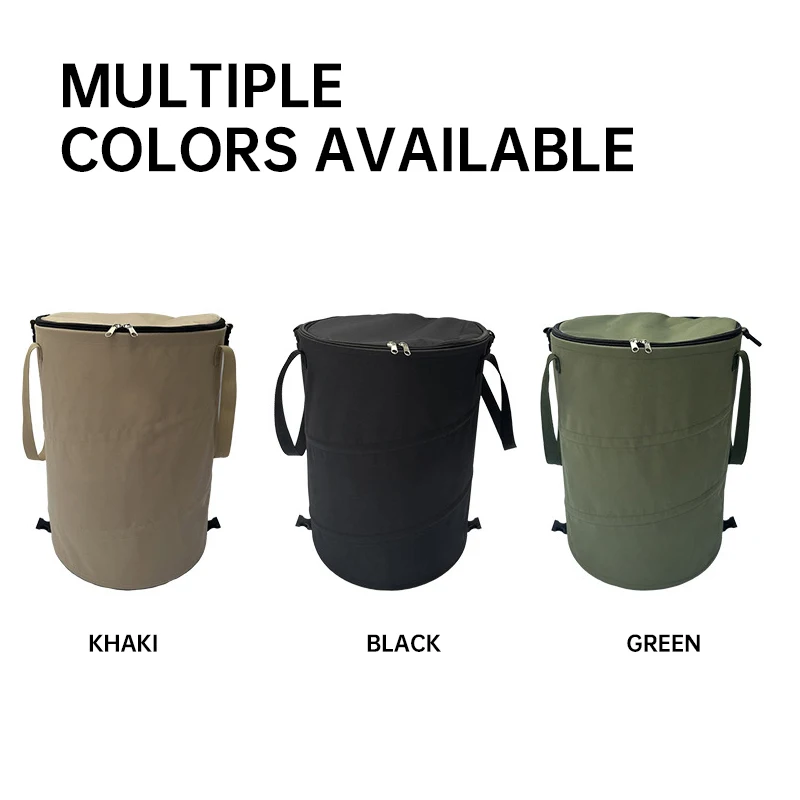 

Camping Trash Can Pop-up Circular Storage Pail Canvas Foldable Recycling Bin Outdoor Garbage Garden Yard Garbage Bag
