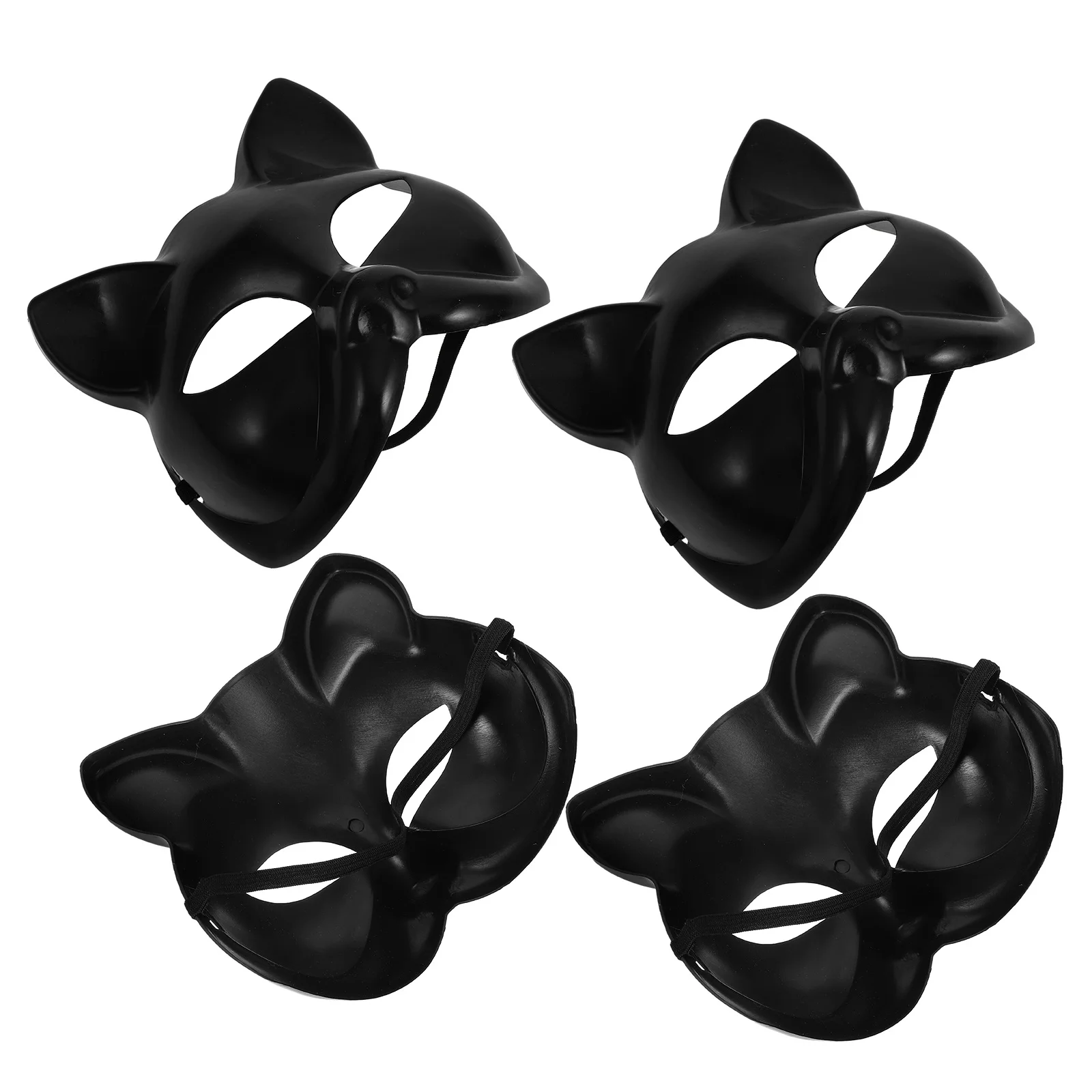 

4pcs Blank Mask Diy Artistic Canvas For Halloween Masquerade Face Costume Craft Fox Wolf Cat Plastic Half Female