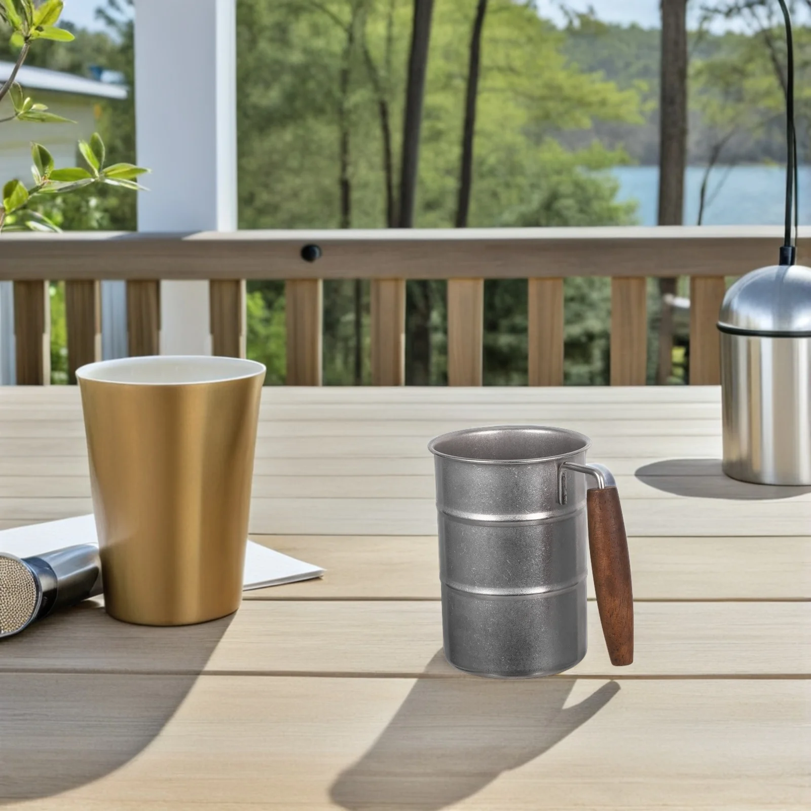2 قطعة أكواب البيرة الفولاذ المقاوم للصدأ خمر مع مقبض الرجعية المعادن التخييم أكواب القهوة المحمولة أكواب المياه للاستخدام في الهواء الطلق المنزل