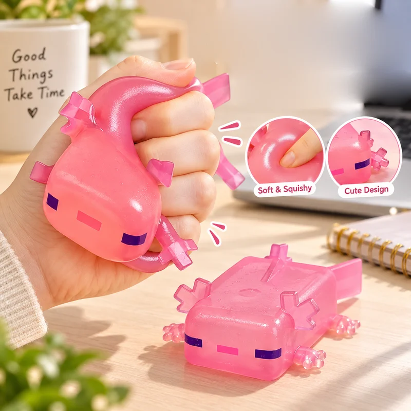 Axolotl Soft And Slow Rebound Pinching Glitter Squeeze Desktop Ornament Anxiety Stress Relief Decor For Office Desk Study Room