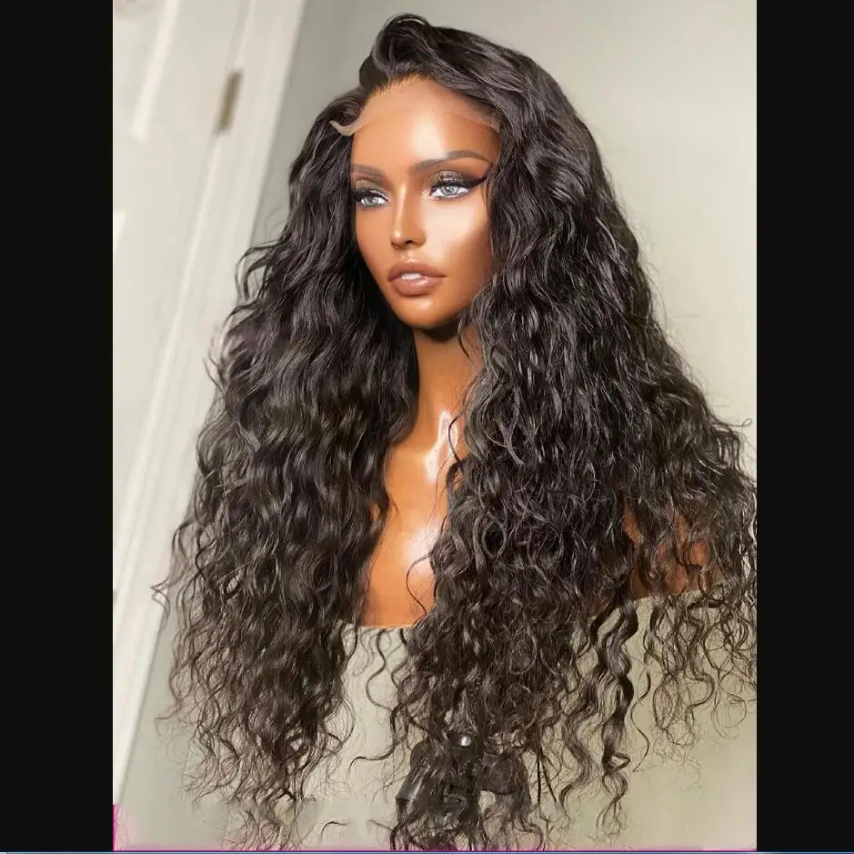 Peruca dianteira do laço encaracolado Kinky para mulheres negras, pré-arrancadas, densidade 180, longo, natural, cabelo do bebê, renda frontal, perucas diárias, 26"