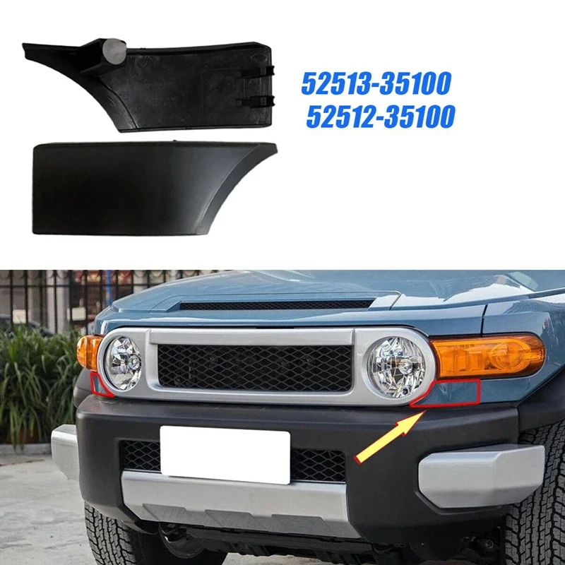 1Pair Car Front Bumper Filler Plate Cover 52513-35100, 52512-35100 For Toyota FJ Cruiser 2007-2014 Fender Corner Trim