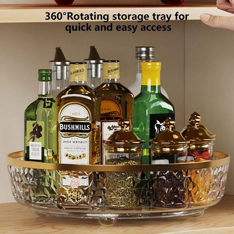 

Turntable Organizer Round Serving Tray Rotating Holder bathroom storage rack kitchen food oil seasoning bottle storage rack