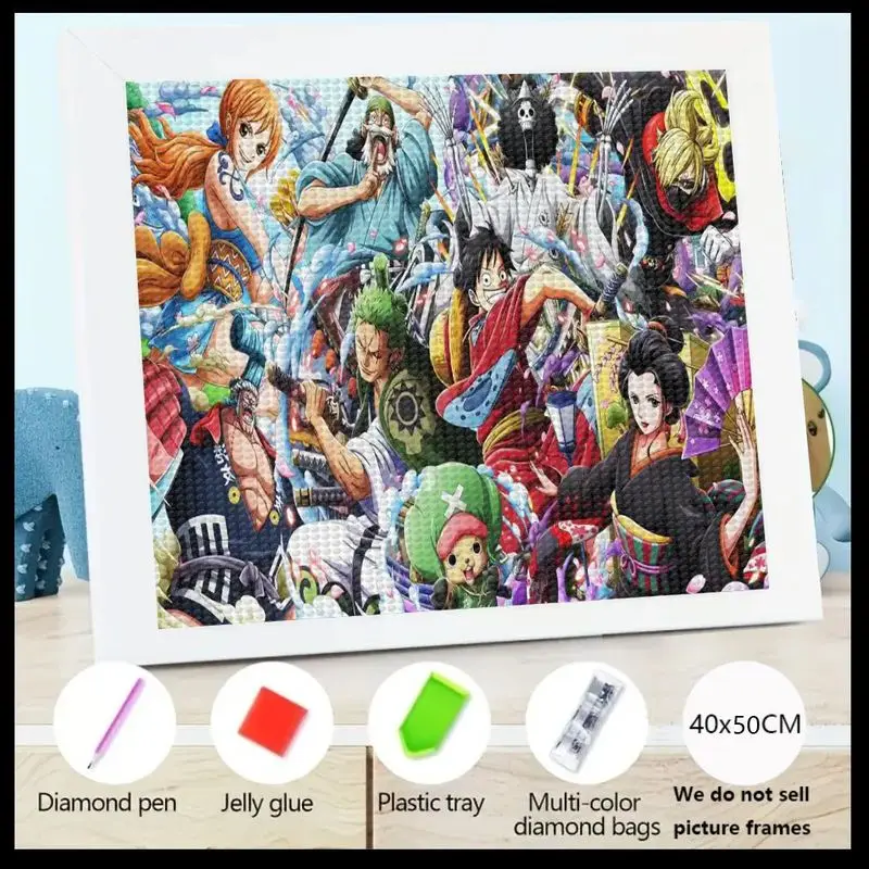 

1PC One Piece Diamond Painting 5D Full Drill DIY Anime Manga Cartoon Character Luffy Zoro Nami Straw Hat Crew Crystal Rhinestone