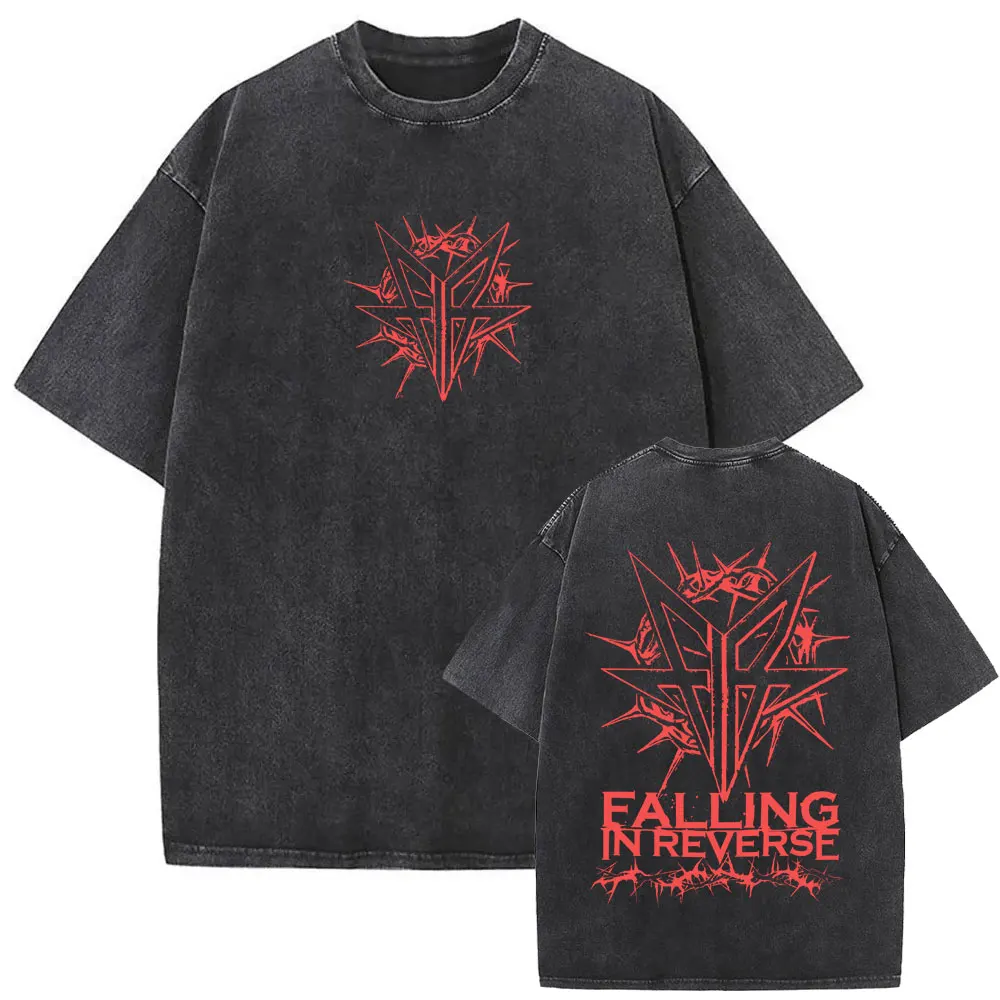 

Rock Band Falling in Reverse Vintage Washed T-shirt Men Women Gothic Oversized Streetwear Unisex Casual Cotton Retro T Shirts
