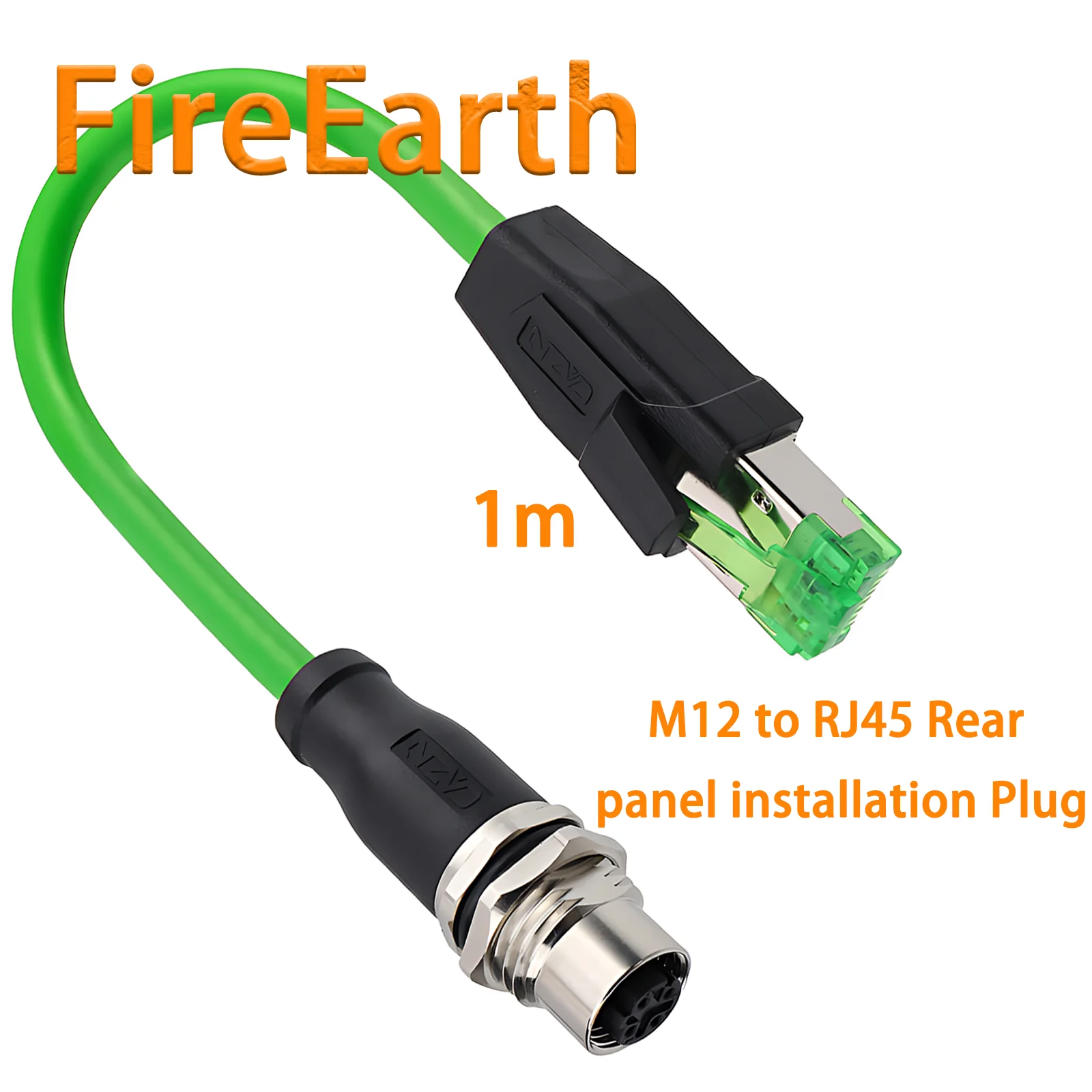 Industrial M12 to RJ45 EtherCAT Protocol Ethernet Connector Female to Male Extension Cable for Automation Systems,1m