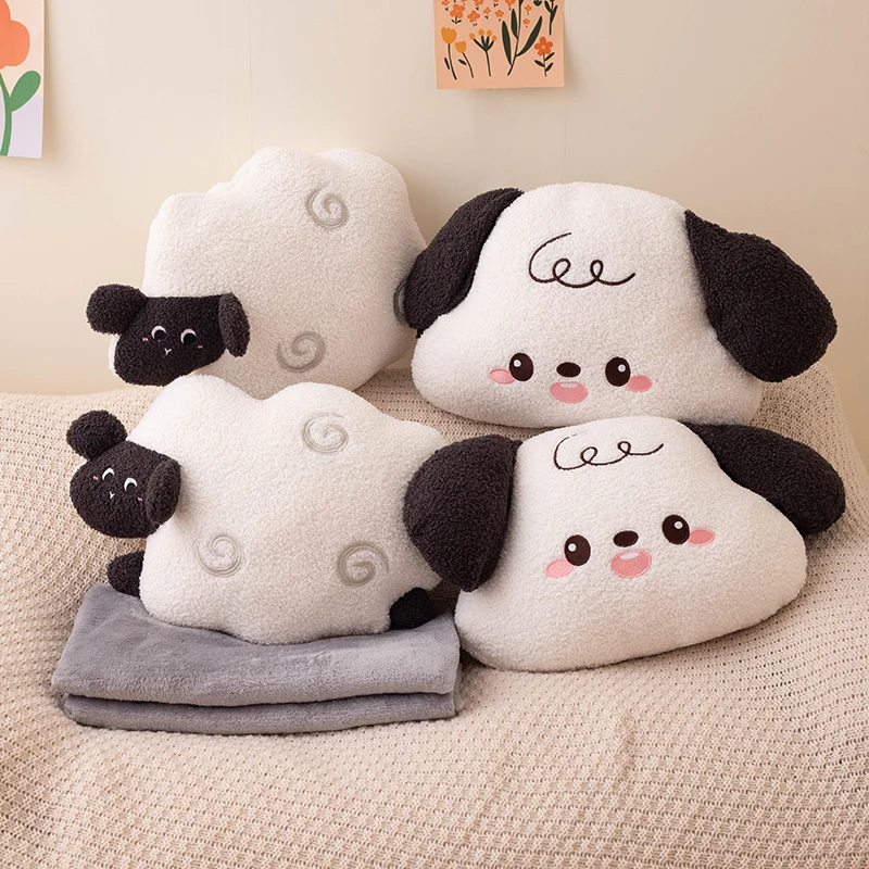 Kawaii Fluffy Sheep Puppy Plush Throw Pillow Toy Cute Cartoon Stuffed Animals Plushies Soft Sofa Cushion Home Room Decor Gifts