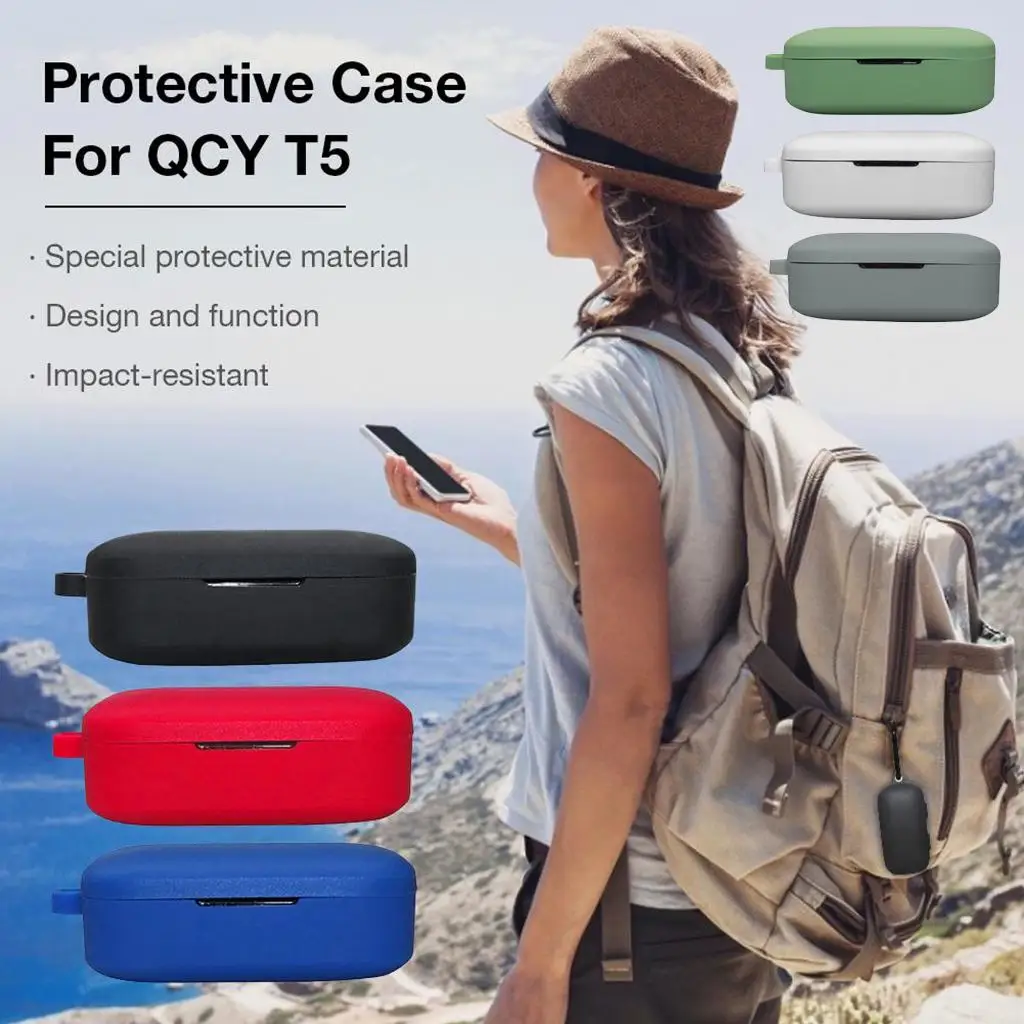 Headset Silicone Case Earphone Case Protective Cover Storage Box Compatible for QCY T5