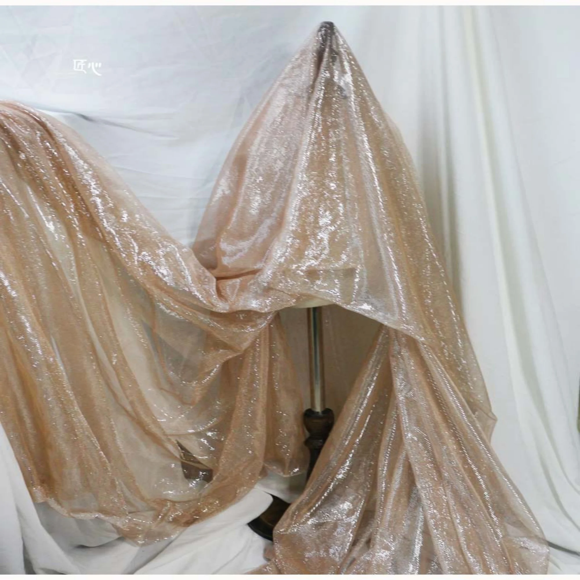 

0.5 meter Width 59.05 inches fabric,Rose Gold hollow mesh fabric,lace fabric,for DIY dress, fashion fabric