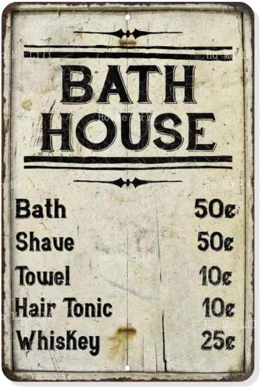 Chico Creek Signs Bath House Price List Sign Vintage Decor Shower Shave House Farmhouse Rustic Bathroom Decorations Wall Art