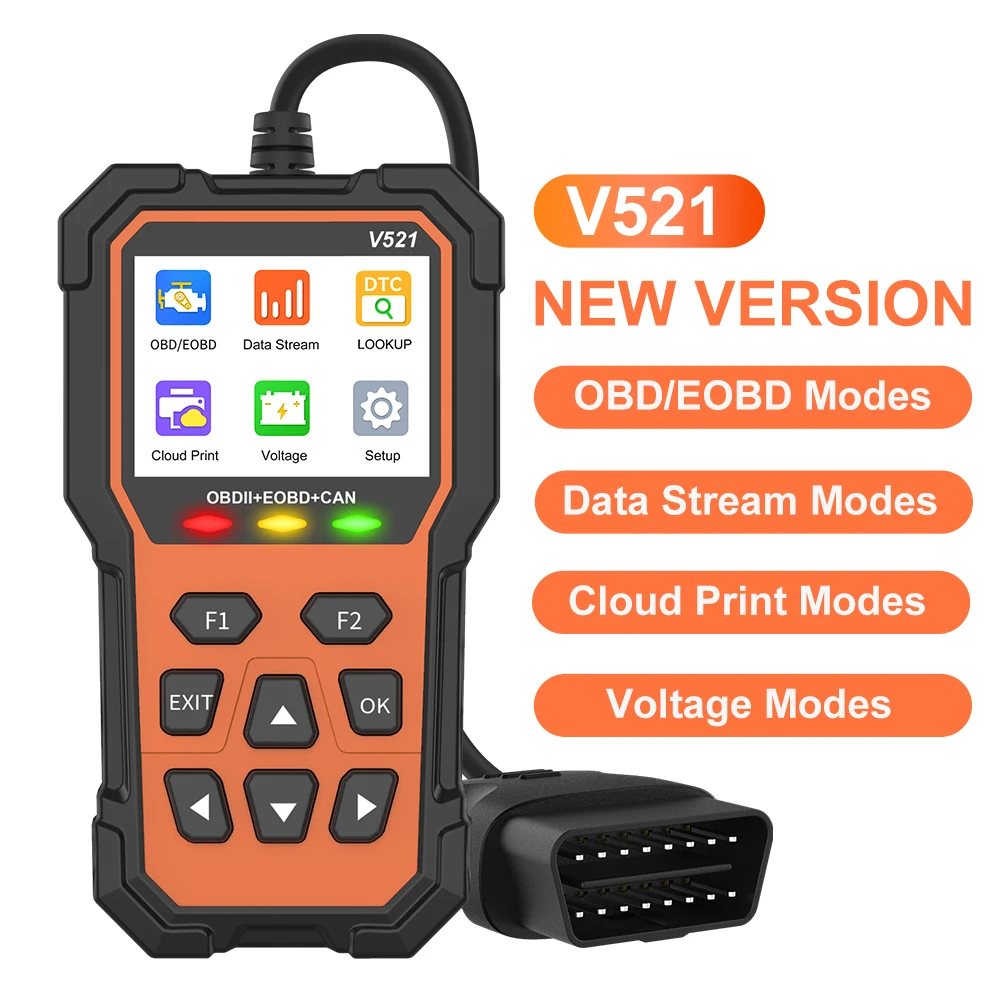 2024 New Design V521 Universal Code Faults Reader ELM327 OBD OBD2 Auto diagnostic Scanner OBDII Car Tester Engine Analyzer