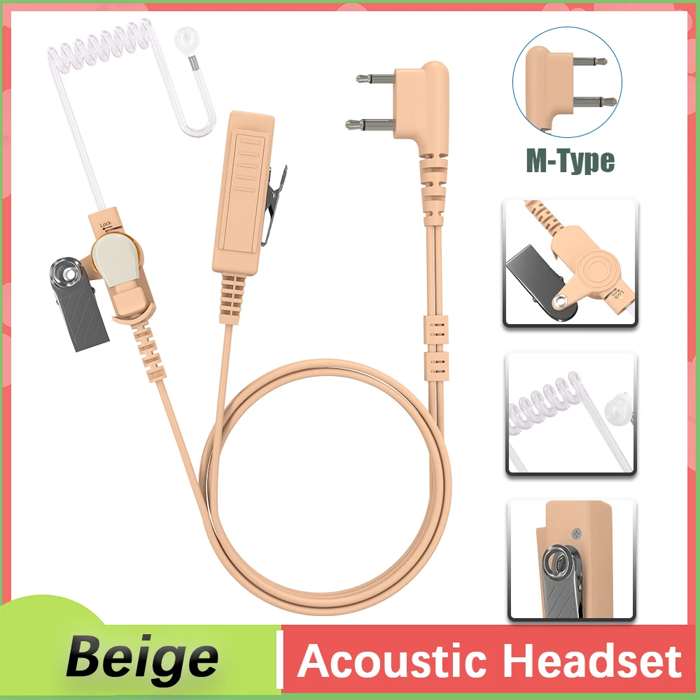 Acoustic Headset Beige  Air Tube Earpiece Compatible with Motorola Walkie Talkie CT150 CLS1110 DTR410 Two Way Radios Accessories