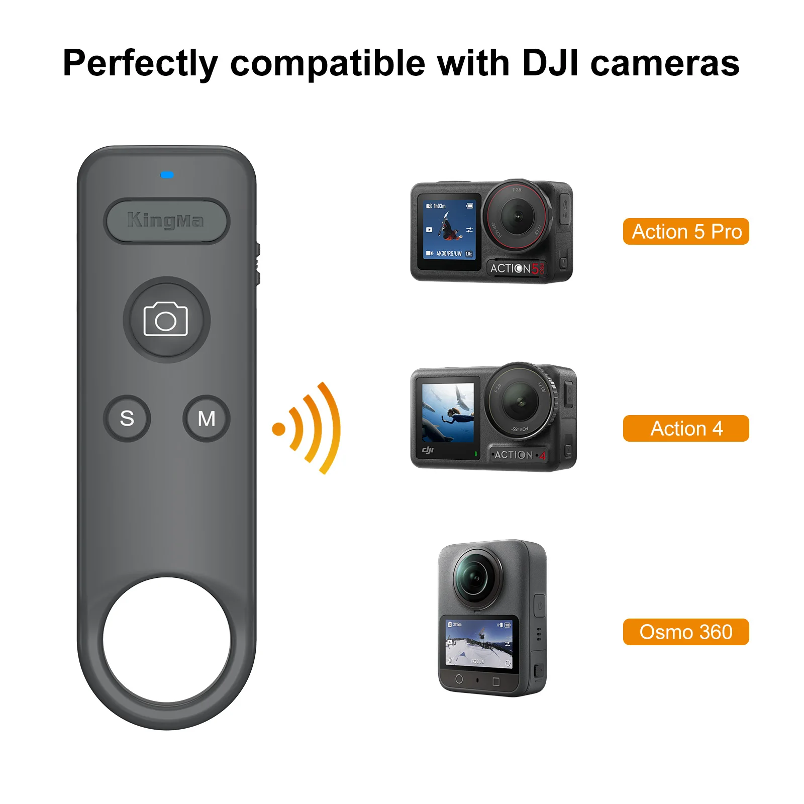 Wireless Bluetooth Remote Control For DJI Action5Pro Action4 Osmo 360  Zoom Function Long Range Shooting Smart Accessories