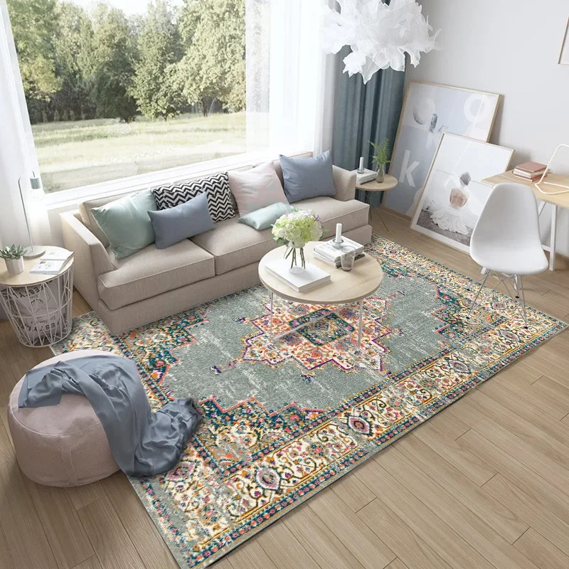 Fashion European and American country fresh white powder green geometric kitchen living room bedroom bedside rug area rug