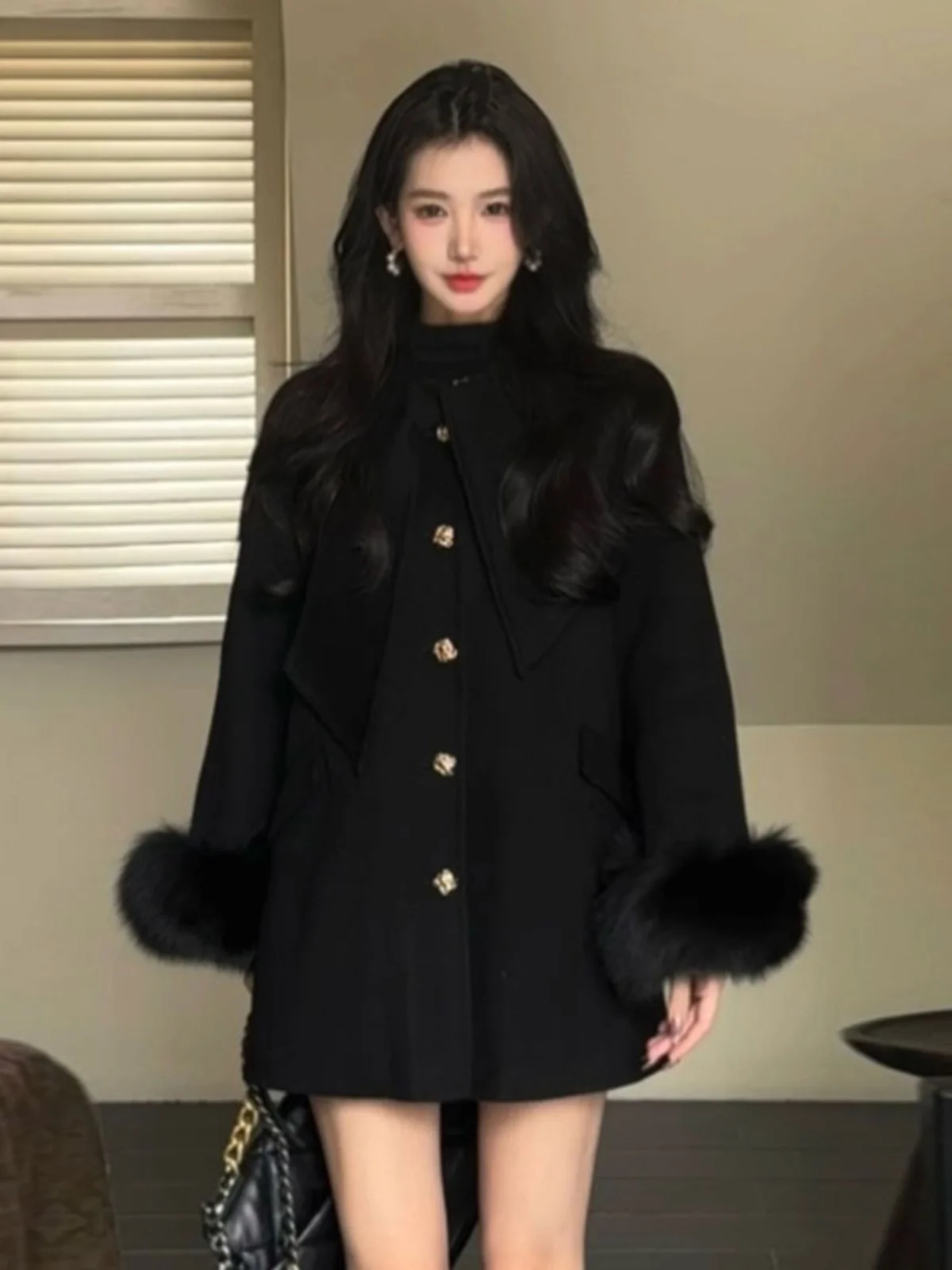 

Уникальное шерстяное пальто Hebe Sle: элегантное, модное, весеннее, новинка, женская корейская версия, приталенный крой, с пуговицами и декоративными элементами