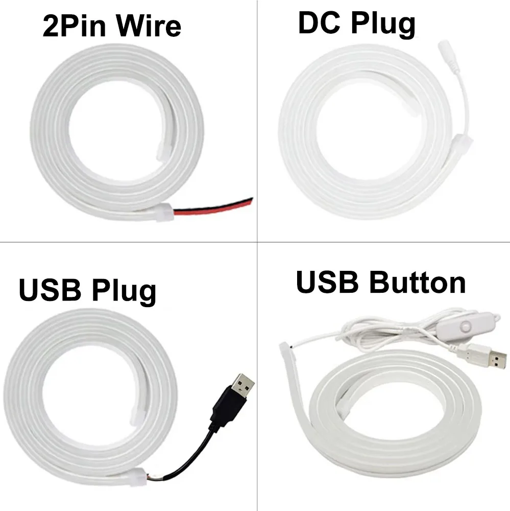 DC5V Neon Led Strip Light 2835 120Leds/M 6mm Narrow Rope Flex Tape Silicon Tube Bar Waterproof DIY Sign Red Green Blue Yellow