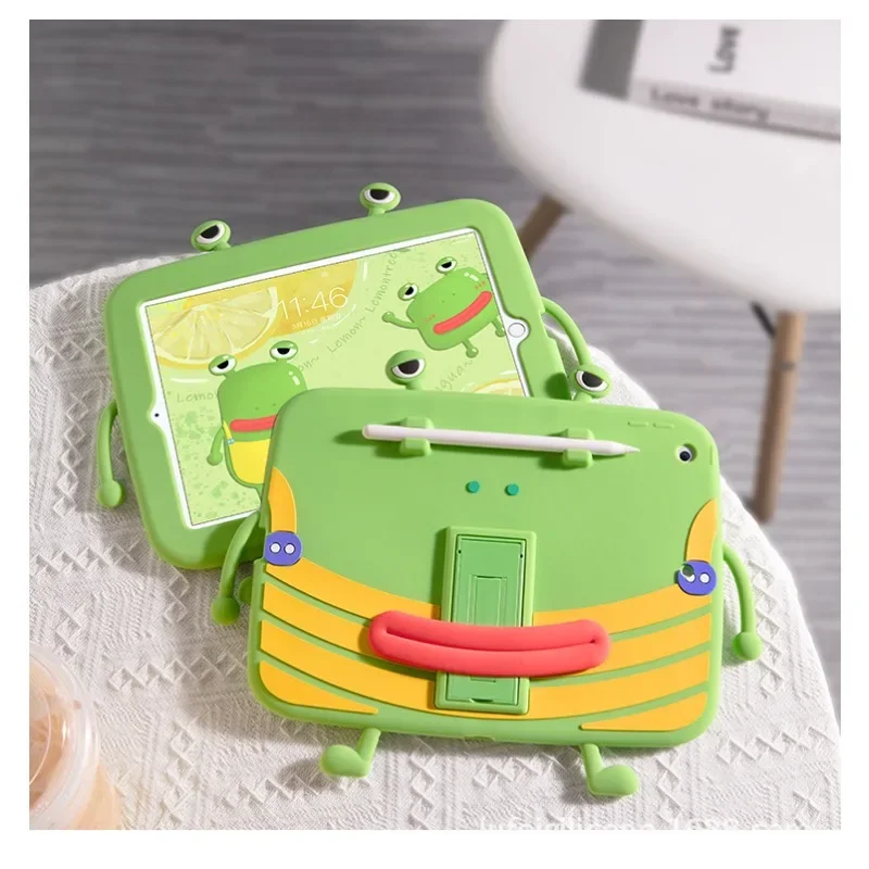 Frog Table Case for iPad 7 8 9 10.2inch Pro 11 inch 22 21 20 mini Silicone Tablet Cover For iPad 6th 9.7inch 8th 7th 10th Funda