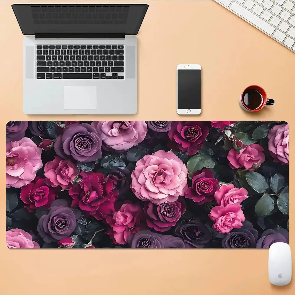 

Oil Painting Aesthetic Art Large Rose Flower Plants Mouse Pad Kawaii Gaming Mousepad Gamer Pc Accessories Desk Protector HYBXXC